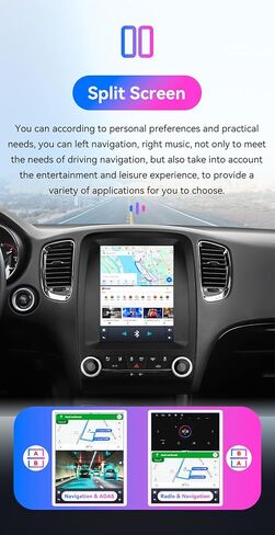 Android 14 Stereo Car Radio for Dodge Durango (2014-2020), 8Core 4G+64G GPS Navigation with 9.7 inch QLED Touchscreen via Carplay Android Auto SWC Bluetooth EQ USB in Kuwait