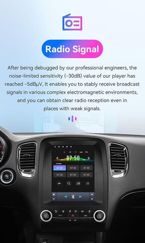 Android 14 Stereo Car Radio for Dodge Durango (2014-2020), 8Core 4G+64G GPS Navigation with 9.7 inch QLED Touchscreen via Carplay Android Auto SWC Bluetooth EQ USB in Kuwait