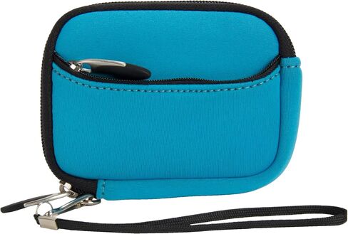 Compact Camera and Accessory Pouch in Water Resistant Nylon, Holds Cords, Chargers, Earbuds, USB Drives, SD Cards or a Smartwatch, 4.25 x 2.4 in, Aqua Blue in Kuwait