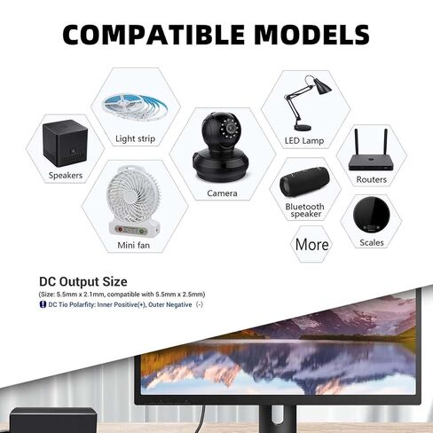 Replacement MAREISA 12V 5A Power Supply for Lorex, Samsung, Q-See, Night Owls, Swann, Annke, and Other Security Cameras and CCTV DVR Systems Security Camera Power Adapter【with 8-Way Splitter Cable】 in Kuwait