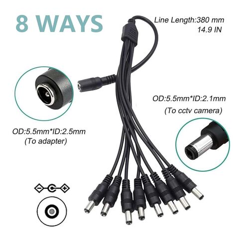 Replacement MAREISA 12V 5A Power Supply for Lorex, Samsung, Q-See, Night Owls, Swann, Annke, and Other Security Cameras and CCTV DVR Systems Security Camera Power Adapter【with 8-Way Splitter Cable】 in Kuwait