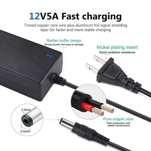 Replacement MAREISA 12V 5A Power Supply for Lorex, Samsung, Q-See, Night Owls, Swann, Annke, and Other Security Cameras and CCTV DVR Systems Security Camera Power Adapter【with 8-Way Splitter Cable】 in Kuwait