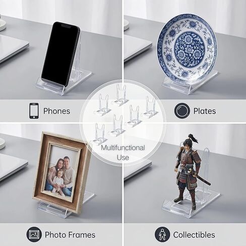 Clear PS Acrylic Adjustable Display Stand for Phone Plate Frame, 6 Pack in Saudi Arabia
