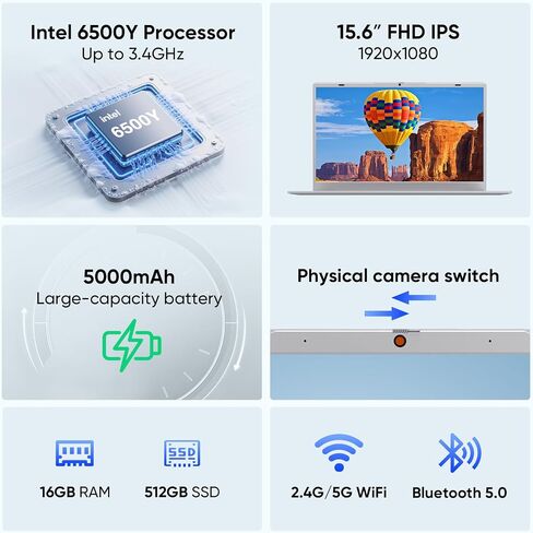 Silver 15.6" FHD IPS Laptop Computer 16GB RAM 512GB SSD in Saudi Arabia