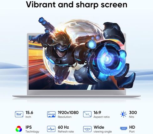 Silver 15.6" FHD IPS Laptop Computer 16GB RAM 512GB SSD in Saudi Arabia