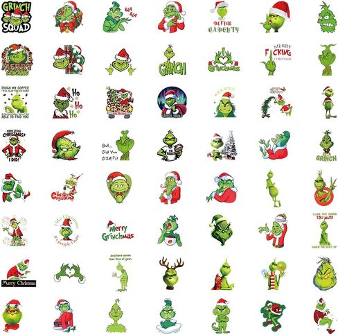 105pcs Cartoon Christmas Grinches Popular Stickers for Kids, Children's Grinche Sticker for Water Bottle,Laptop,Waterproof Vinyl Decals for Teens Girls Boys in Kuwait