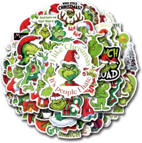 105pcs Cartoon Christmas Grinches Popular Stickers for Kids, Children's Grinche Sticker for Water Bottle,Laptop,Waterproof Vinyl Decals for Teens Girls Boys in Kuwait