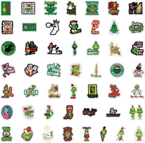105pcs Cartoon Christmas Grinches Popular Stickers for Kids, Children's Grinche Sticker for Water Bottle,Laptop,Waterproof Vinyl Decals for Teens Girls Boys in Kuwait