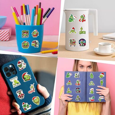 105pcs Cartoon Christmas Grinches Popular Stickers for Kids, Children's Grinche Sticker for Water Bottle,Laptop,Waterproof Vinyl Decals for Teens Girls Boys in Kuwait