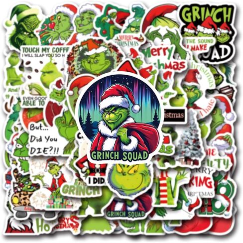 105pcs Cartoon Christmas Grinches Popular Stickers for Kids, Children's Grinche Sticker for Water Bottle,Laptop,Waterproof Vinyl Decals for Teens Girls Boys in Kuwait