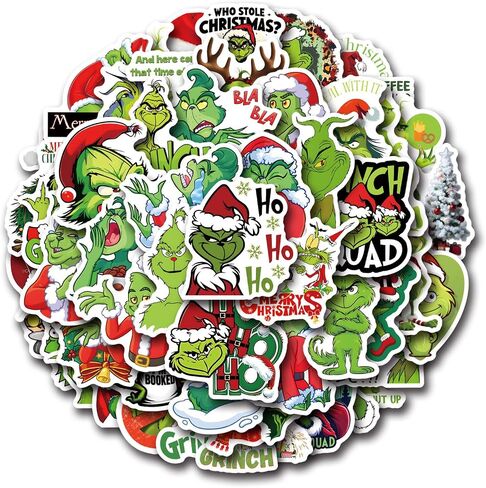105pcs Cartoon Christmas Grinches Popular Stickers for Kids, Children's Grinche Sticker for Water Bottle,Laptop,Waterproof Vinyl Decals for Teens Girls Boys in Kuwait