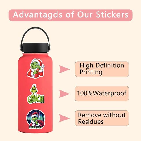 105pcs Cartoon Christmas Grinches Popular Stickers for Kids, Children's Grinche Sticker for Water Bottle,Laptop,Waterproof Vinyl Decals for Teens Girls Boys in Kuwait
