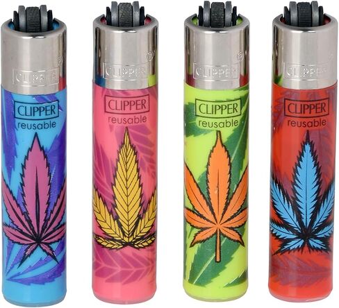 Clipper Micro Reusable Lighters - 4 Pack - Fresh Leaf Design in Kuwait