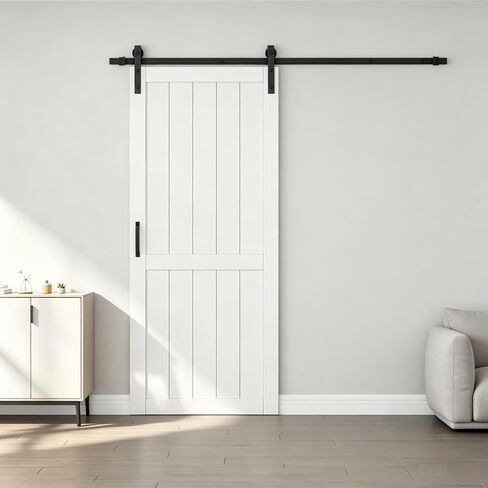 White Plank Sliding Closet Barn Door, 42"x84", Soft Close in Saudi Arabia