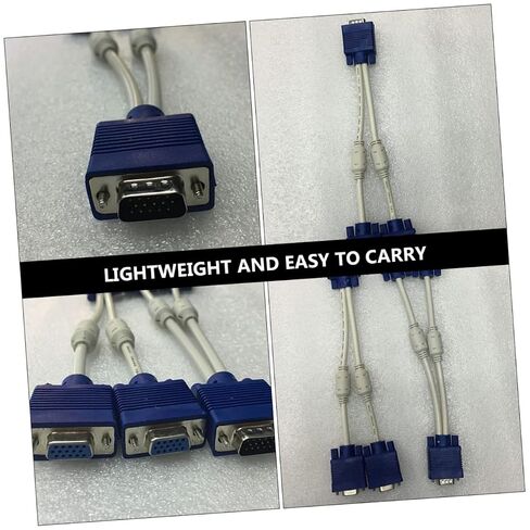 Uonlytech 2PCS Vga Male to Dual Female Adapter Cable Video Splitter Converter for Monitor Screen Mirroring Stable Transmission with Internal Copper Wire Compact Lightweight Design in Kuwait