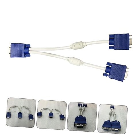 Uonlytech 2PCS Vga Male to Dual Female Adapter Cable Video Splitter Converter for Monitor Screen Mirroring Stable Transmission with Internal Copper Wire Compact Lightweight Design in Kuwait