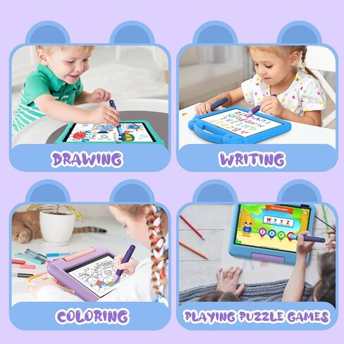 Kid-Friendly Stylus Pens for Touch Screens with Tethers - Mixoo Anti-Rolling Tablet Stylus 2 Pack for Kids, Compatible with iPad, iPhone, Tablets, Kindle and All Touch Screen Devices (Blue+Purple) in Kuwait