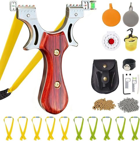 Slingshot, Hunting Sling Shot Set for Adults, Professional Stainless Steel Tactical Slingshots, High Velocity Catapult with Ammo Balls, Rubber Bands, Ammo Pouch, Target in Kuwait
