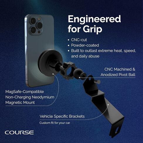 Course Motorsports DirectFit Magnetic Phone Mount | MagSafe Compatible Magnetic Mount | Custom Fit in-Dash Phone Mount | Compatible with Chevrolet/GMC 1500 (2014–2018) & 2500/3500 (2015–2019) in Kuwait