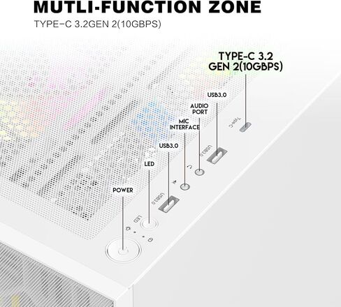 SAMA V Mesh Mid Tower PC Case - High Airflow PC Gaming Case Mesh Front Panel & Tempered Glass Side Panel, 3x140mm ARGB PWM Fans Pre-Installed, Supports ATX/M-ATX/ITX - White in Kuwait