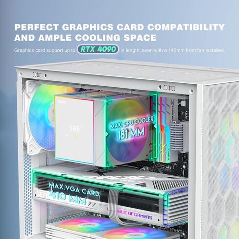SAMA V Mesh Mid Tower PC Case - High Airflow PC Gaming Case Mesh Front Panel & Tempered Glass Side Panel, 3x140mm ARGB PWM Fans Pre-Installed, Supports ATX/M-ATX/ITX - White in Kuwait