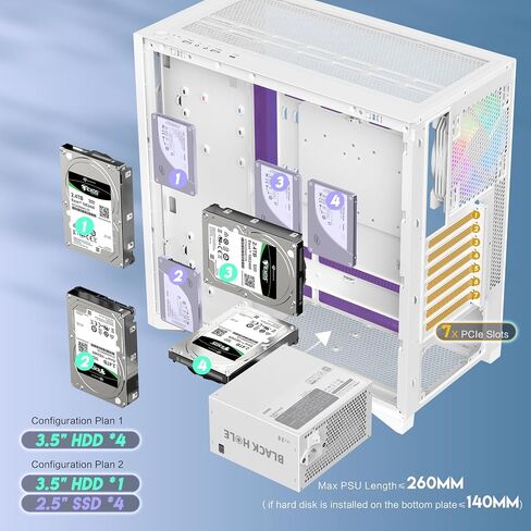 SAMA V Mesh Mid Tower PC Case - High Airflow PC Gaming Case Mesh Front Panel & Tempered Glass Side Panel, 3x140mm ARGB PWM Fans Pre-Installed, Supports ATX/M-ATX/ITX - White in Kuwait