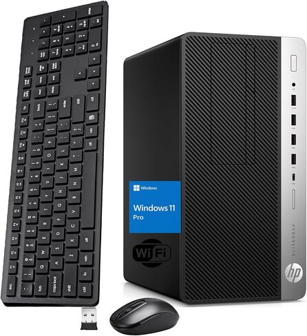HP EliteDesk 705G4 Mini Tower Desktop PC, AMD Ryzen 3 Pro 2200GE, 8GB RAM, 256GB SSD, WiFi, Bluetooth, Windows 11 Pro(Renewed) in Kuwait