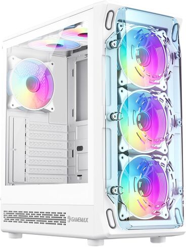 GAMEMAX Mid-Tower Gaming PC Case with Tempered Glass Side Panel and Flexible Storage, ATX/M-ATX/ITX Support, 7 Expansion Slots, Up to 330mm GPU, Pre-Installed 6 ARGB Fans (Starlight 2 AW) in Kuwait