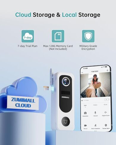ZUMIMALL Doorbell Camera Wireless 2K, Video Doorbell with Chime in Kuwait