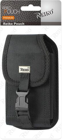 Reiko Wireless Vertical Rugged Phone Pouch with Buckle Clip 4.4"X2.3"X0.9" Wallet Case - Black in Kuwait