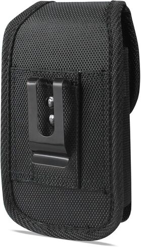 Reiko Wireless Vertical Rugged Phone Pouch with Buckle Clip 4.4"X2.3"X0.9" Wallet Case - Black in Kuwait