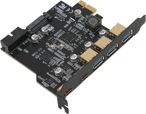 Pissente PCIE 1X to USB Expansion Card, 3 USB 3.0 and 2 Type C in Kuwait