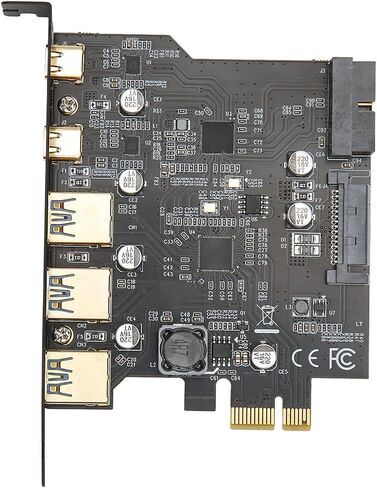 Pissente PCIE 1X to USB Expansion Card, 3 USB 3.0 and 2 Type C in Kuwait
