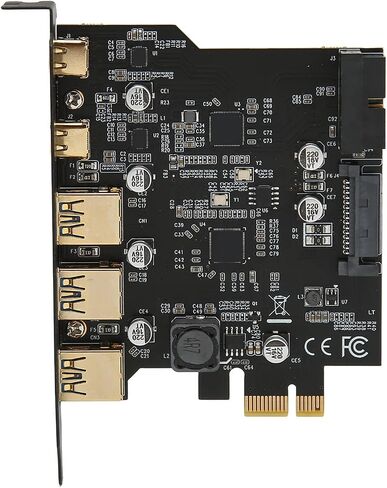 Pissente PCIE 1X to USB Expansion Card, 3 USB 3.0 and 2 Type C in Kuwait