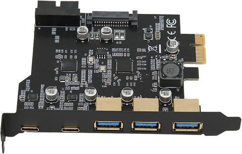 Pissente PCIE 1X to USB Expansion Card, 3 USB 3.0 and 2 Type C in Kuwait