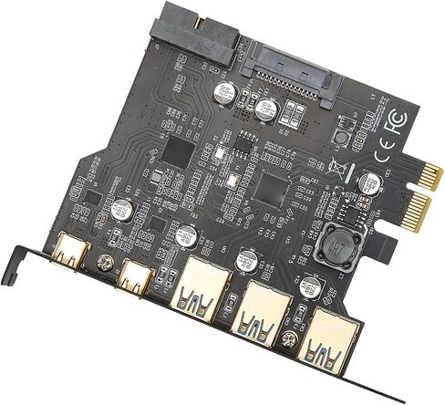 Pissente PCIE 1X to USB Expansion Card, 3 USB 3.0 and 2 Type C in Kuwait