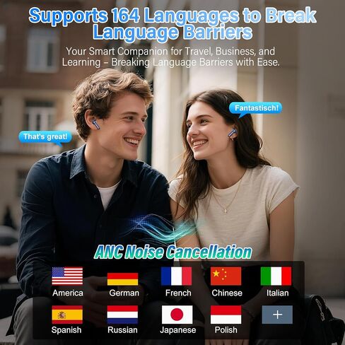 Wireless Earbuds, AI Translation Earbuds Real Time Touch Screen, Dark Blue in Kuwait