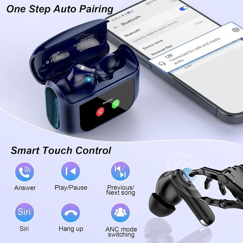 Wireless Earbuds, AI Translation Earbuds Real Time Touch Screen, Dark Blue in Kuwait