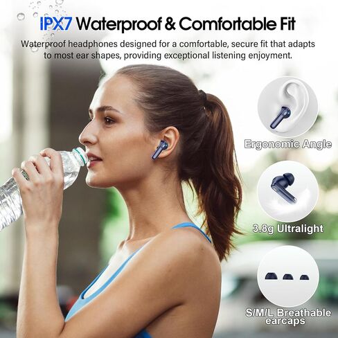 Wireless Earbuds, AI Translation Earbuds Real Time Touch Screen, Dark Blue in Kuwait