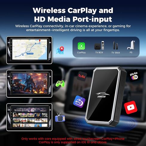 LAMTTO 2-in-1 Wireless CarPlay Adapter, HD Media Port for TV Stick/Console in Kuwait