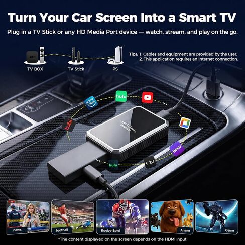 LAMTTO 2-in-1 Wireless CarPlay Adapter, HD Media Port for TV Stick/Console in Kuwait
