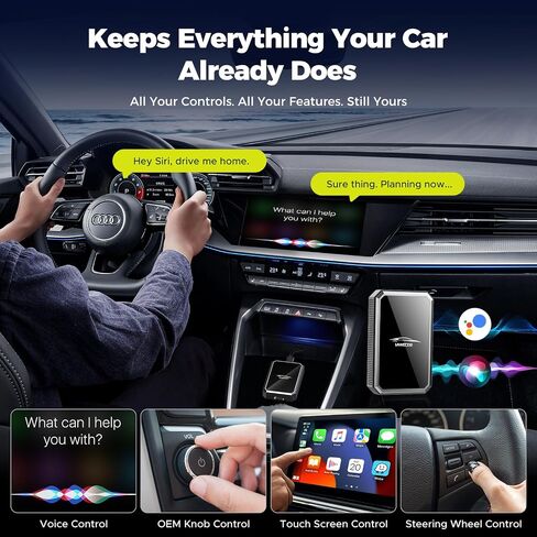 LAMTTO 2-in-1 Wireless CarPlay Adapter, HD Media Port for TV Stick/Console in Kuwait
