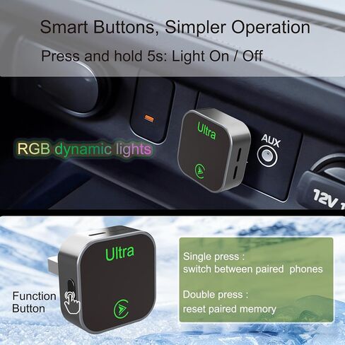 2-in-1 Wireless CarPlay Adapter, 2026 New, Wired to Wireless CarPlay & Android Auto Dongle, Mini Compact USB-A/Type-C Design, Plug and Play in Kuwait