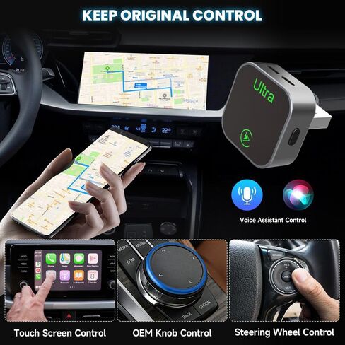 2-in-1 Wireless CarPlay Adapter, 2026 New, Wired to Wireless CarPlay & Android Auto Dongle, Mini Compact USB-A/Type-C Design, Plug and Play in Kuwait