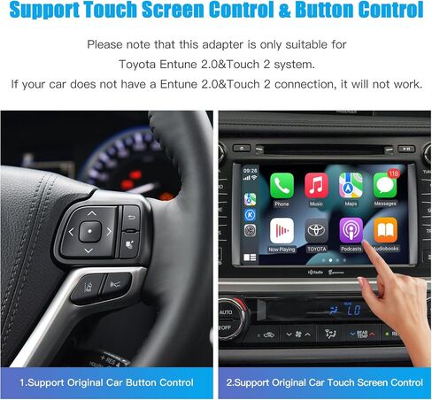 Wireless Carplay Android Auto Adapter for Toyota with Entune2.0 2014-2019, Fits for Tundra/Highlander/RAV4/Tacoma/Camry/Corolla/Avalon/Prius/CH-R/Sienna in Kuwait