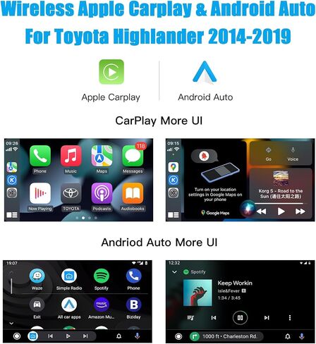Wireless Carplay Android Auto Adapter for Toyota with Entune2.0 2014-2019, Fits for Tundra/Highlander/RAV4/Tacoma/Camry/Corolla/Avalon/Prius/CH-R/Sienna in Kuwait