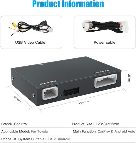 Wireless Carplay Android Auto Adapter for Toyota with Entune2.0 2014-2019, Fits for Tundra/Highlander/RAV4/Tacoma/Camry/Corolla/Avalon/Prius/CH-R/Sienna in Kuwait