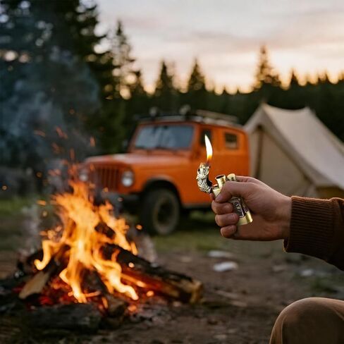 Dual Flame Torch Lighter, Windproof Refillable Butane Lighter with Time Display, Portable Torch Lighter for Outdoor, Camping, BBQ and Daily Use.(Butane Not Included) in Kuwait
