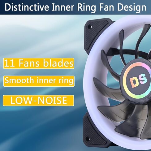 DS 120MM Ring RGB Case Fans with Controller for PC Cases, Computer Case ATX Full Tower, Middle Tower (LED Fans 3PACK Kit, 2PACK LED Strip, 1st GEN Hub Box, A Series) in Kuwait