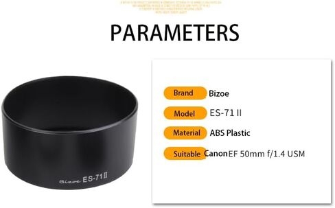BIZOE ES-71Ⅱ Camera Lens Hood Intended for Canon EF 50mm f/1.4 USM Lens Thread Φ58mm in Kuwait